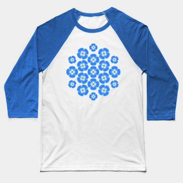 Blue Flower Circle 3 Baseball T-Shirt by SanTees